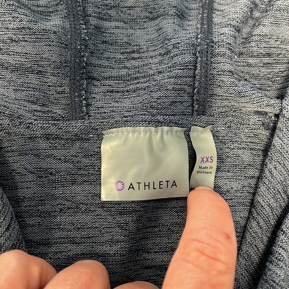 Athleta No Sweat Heather Blue Hooded Jacket. Size XXS - Picture 8 of 13
